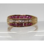 A QVC 9ct gold ruby and diamond ring, size S1/2, weight 3gms Condition Report:Available upon