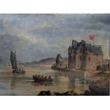 WILLIAM HOWIE Newark Castle, Port Glasgow, oil on board, 19 x 24cm Condition Report:Available upon