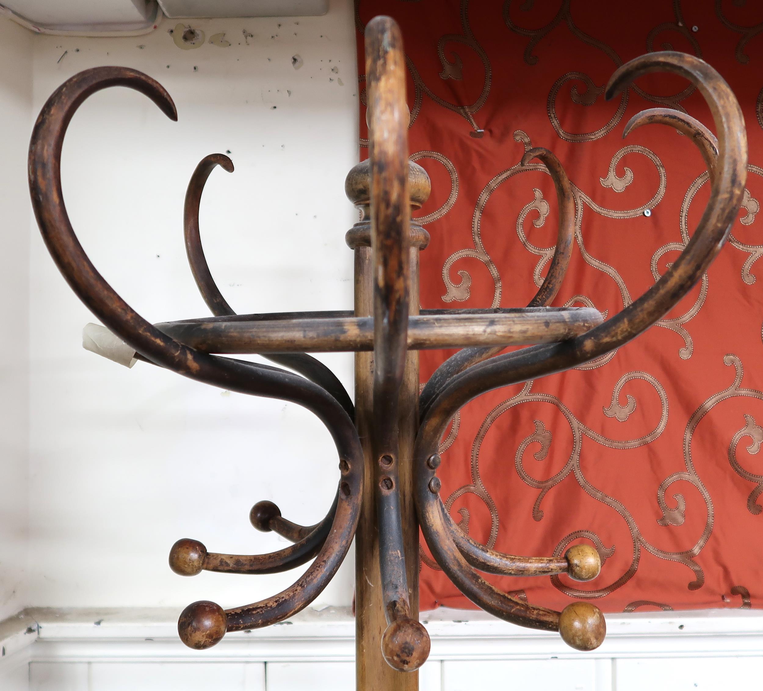 A Victorian bentwood coat stand with scrolled quadrupedal base, 197cm high Condition Report: - Image 3 of 5