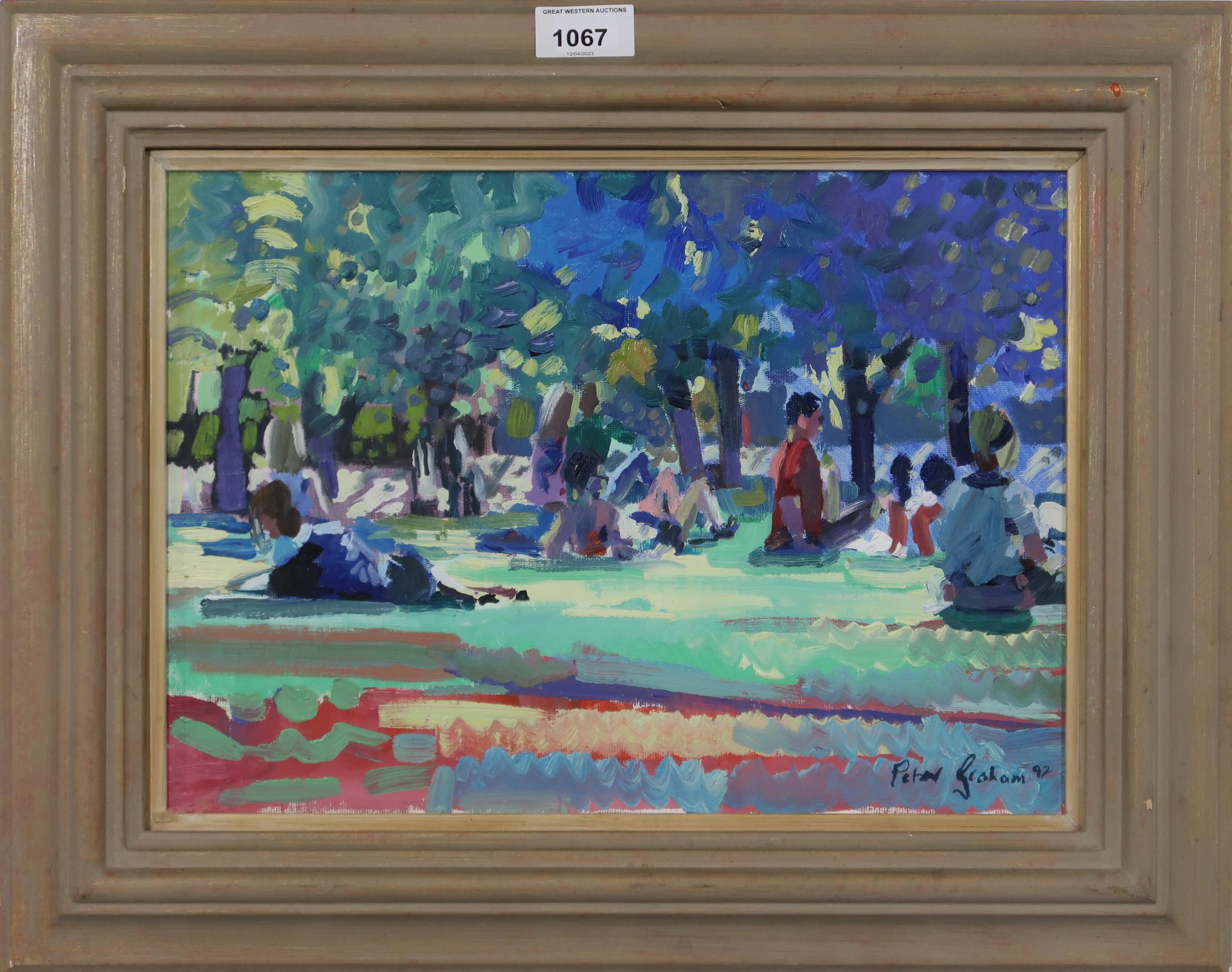 PETER GRAHAM (SCOTTISH b.1959) SUMMER DAYS Oil on board, signed lower right, dated (19)92, 25 x 35cm - Image 2 of 3