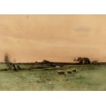 TOM CAMPBELL (SCOTTISH 1865-1943) GRAZING SHEEP Watercolour, signed lower right, 28 x 38cm and 2