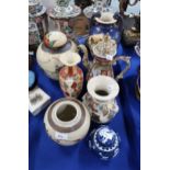 A collection of satsuma vases, teapot etc Condition Report:Available upon request