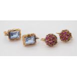 Two pairs of Italian made 18ct gold gem set earrings , weight 10.6gms Condition Report:Available