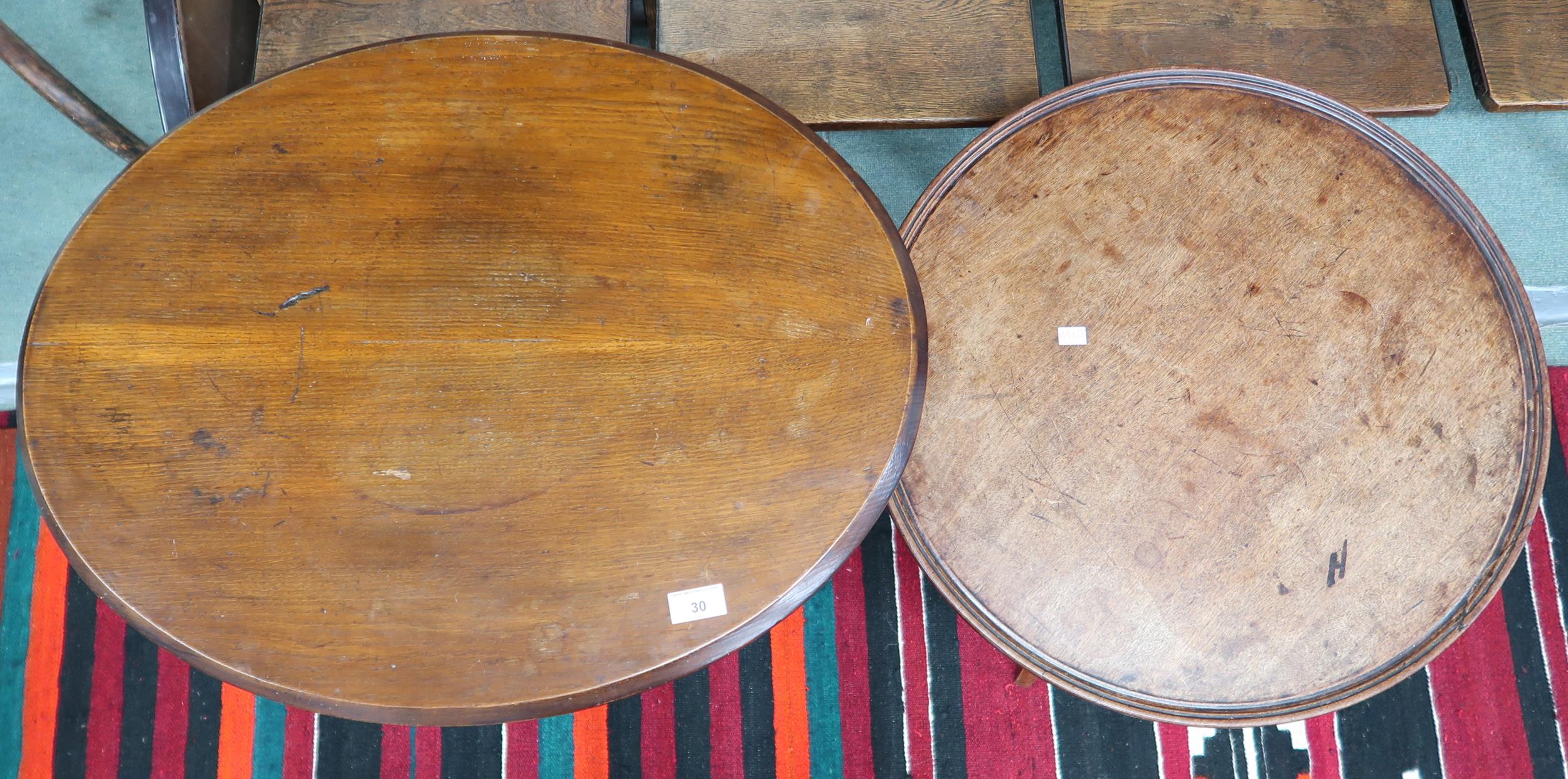 A Victorian oval topped occasional table on turned tripod base, 78cm high and another Victorian - Image 2 of 2