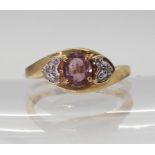 A GemsTV 9ct gold pink tourmaline and diamond ring, size O, weight 2.7gms Condition Report:Available