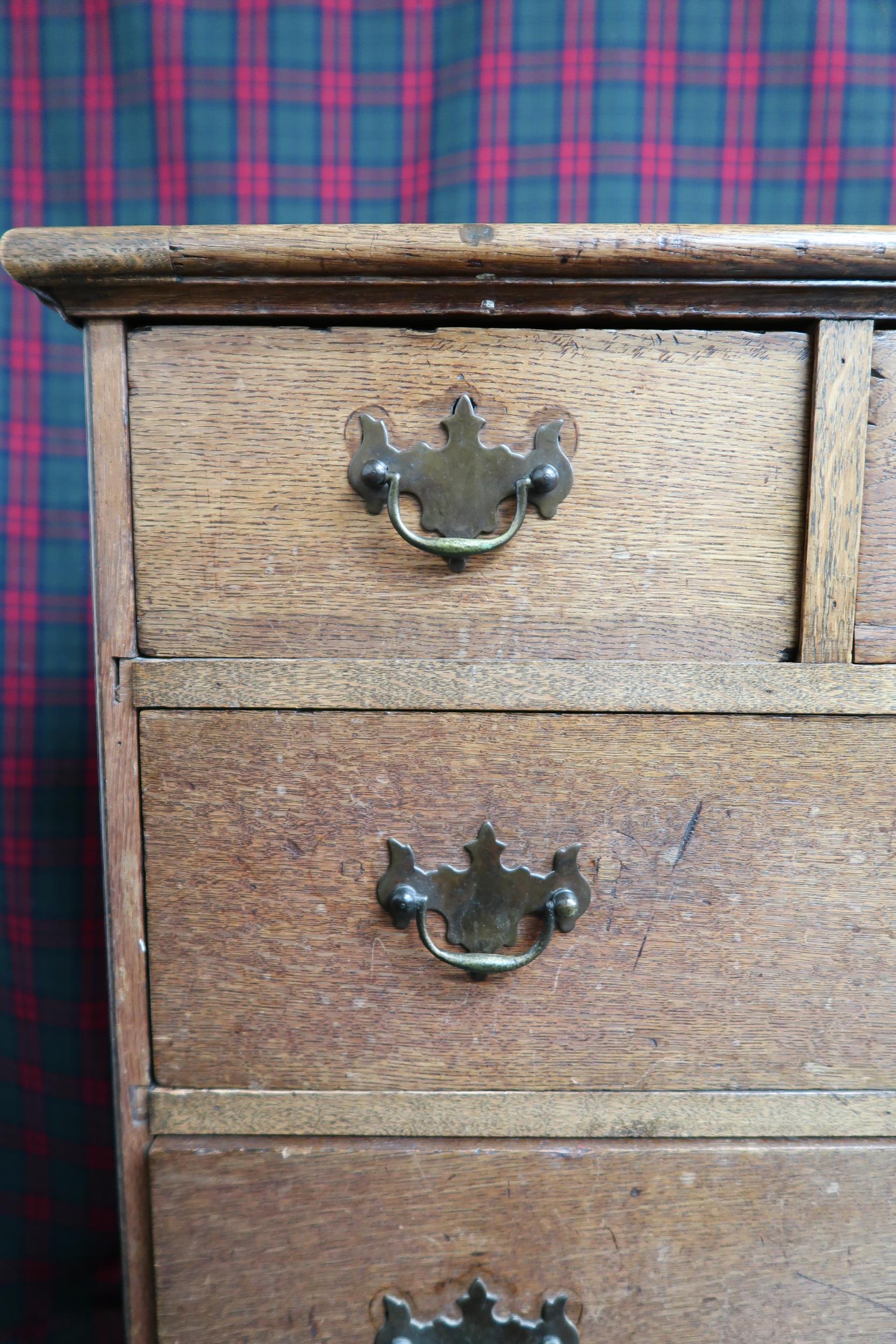 A Victorian oak chest of drawers with three short over three long drawers on plinth base, 87cm - Image 4 of 4