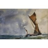 S.B.DAWN Anglian yacht, watercolour, 23 x 35cm, Japanese School Merchant ship, woodblock print, 22 x