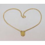 An 18ct gold Italian made, gold 'cameo' pendant and chain, length of chain 42cm, weight 7.7gms