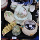 A Clarice Cliff Celtic Harvest biscuit jar, a Paragon teaset and other decorative ceramics Condition