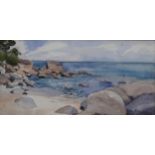 MANNER OF MARY HOLDEN BIRD Rocky shoreline, bares initials 'MB', Condition Report:Available