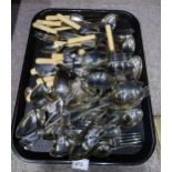 A collection of EPNS cutlery including serving spoons, forks, fruit knives etc Condition Report: