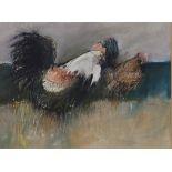 ANDREW CROSS ROOSTERS Pastel on paper, signed lower right, 29 x 37cm Together with a similar by