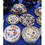 Assorted antique Derby porcelain dishes, a pair of Chamberlains plates and assorted other items