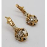 A pair of Italian clear gem set drop earrings, length 3.2cm, weight 5.3gms Condition Report: