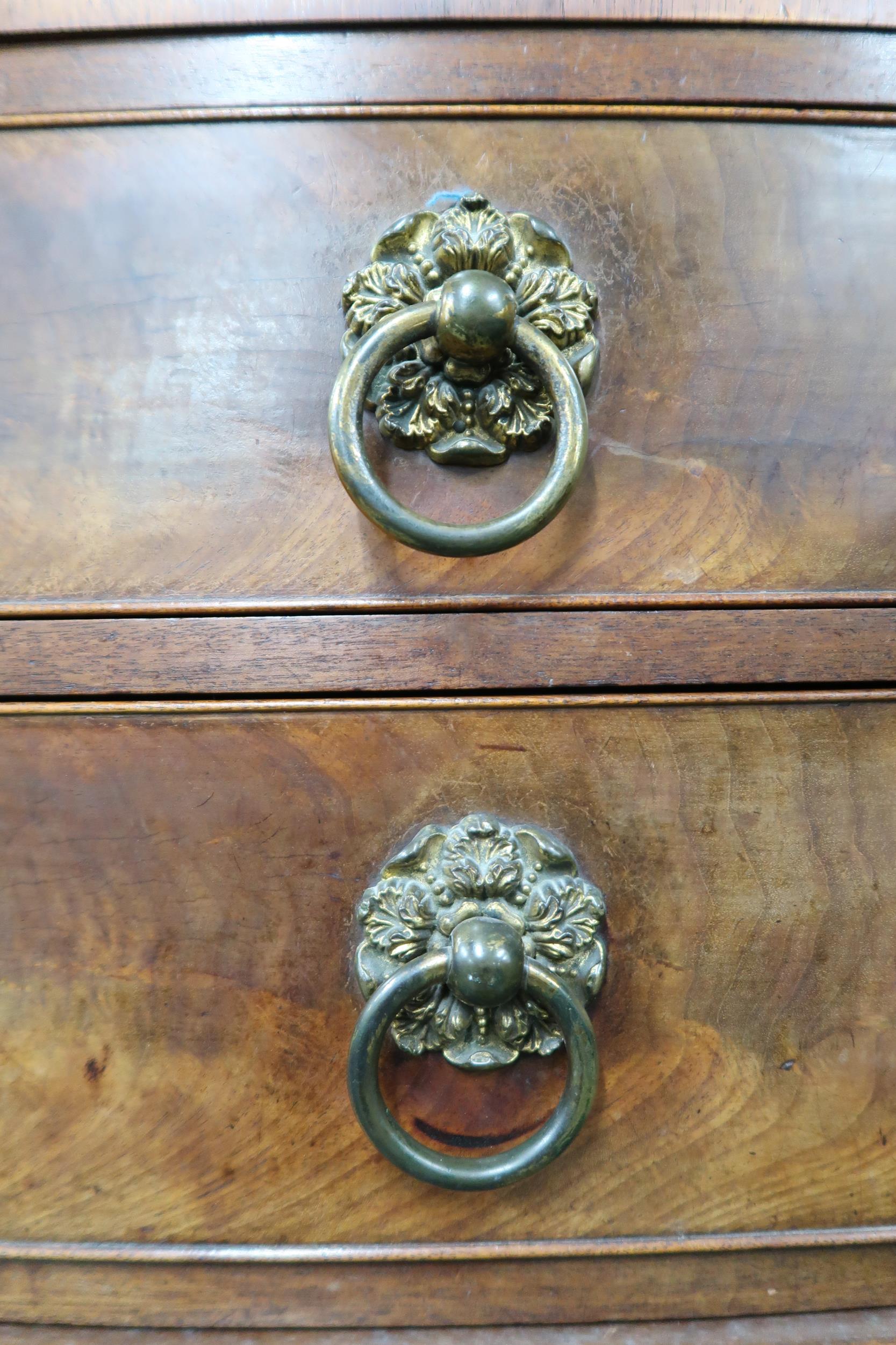 A Victorian mahogany bow front chest of five drawers with single frieze drawer over four regular, - Image 4 of 4