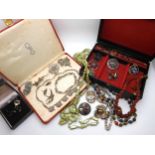 A collection of vintage silver and costume jewellery to include brooches by Robert Allison, John