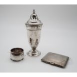 A collection of silver including a large silver caster, by Elkington & Co, Birmingham, a silver