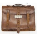 A WW1 officer's private purchase brown leather attache/document case belonging to Lieutenant Louis