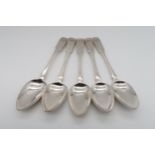 A set of five George III silver fiddle pattern tablespoons, Edinburgh 1816, maker's mark RT,