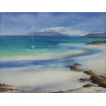 GILLIAN KINGSLAKE (SCOTTISH) ISLE OF RHUM Oil on canvas, signed lower right, 40 x 50cm Together with