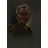 GORY DOUGLAS (INDIAN 1920-1976) A TIBETAN Pastel on paper, signed lower right, 34 x 24cm Together