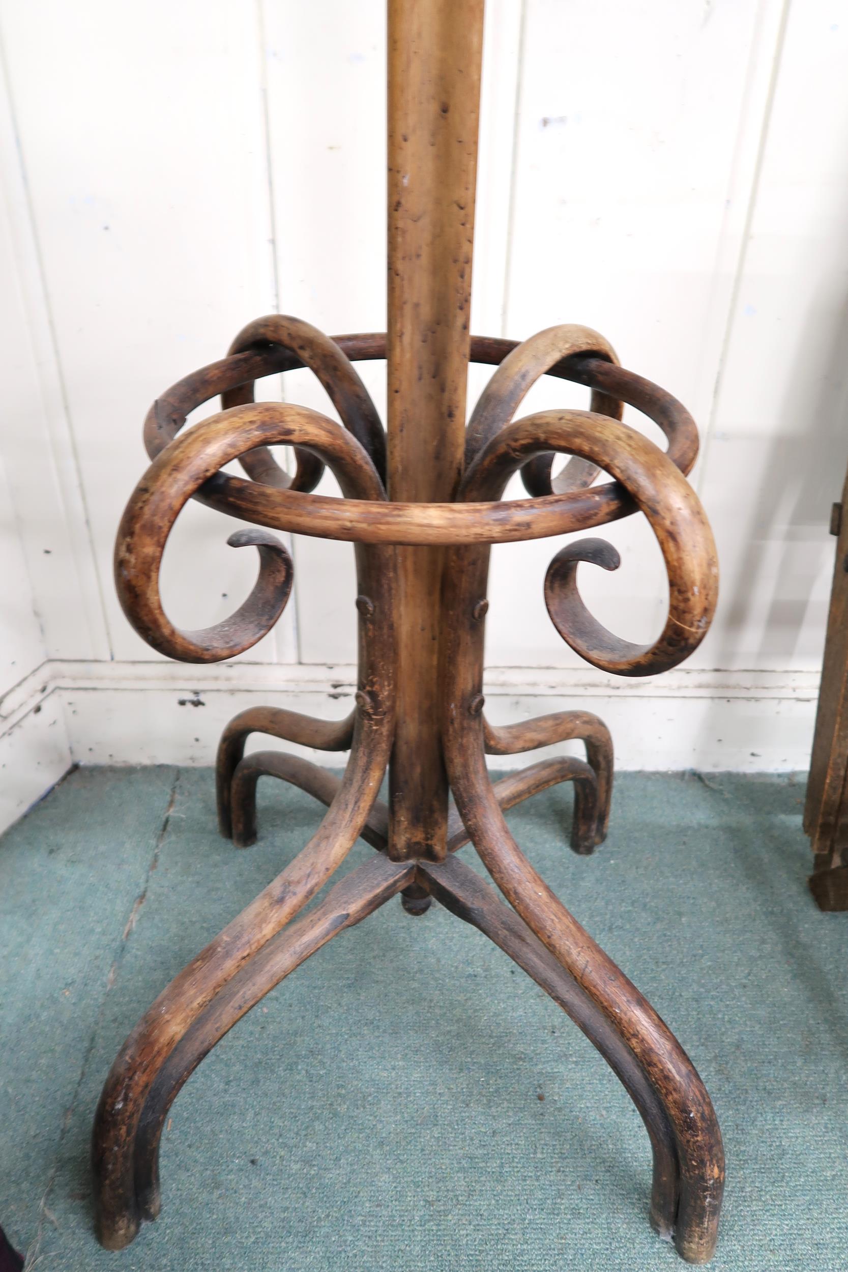 A Victorian bentwood coat stand with scrolled quadrupedal base, 197cm high Condition Report: - Image 2 of 5