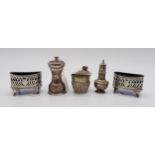 A collection of silver including a silver pepper grinder, by William Hutton & Sons, Birmingham 1929,