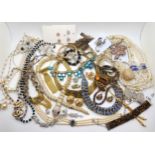 A collection of silver and costume jewellery to include a snake necklace and brooch, a scorpion