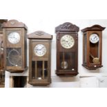 A lot of four assorted Vienna style wall clocks (4) Condition Report:Available upon request
