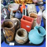 Assorted studio pottery including Elli Pearson pottery jug, Drymen pieces, Barbara Davidson dish,