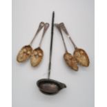 A pair of George III silver Hanoverian pattern berry spoons,  by Robert Sallam, London 1764?, with