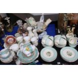 Assorted teawares including Gladstone China, a Royal Doulton figure The Orange Lady, a Lladro figure