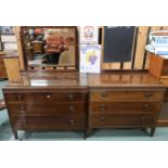 A 20th century mahogany three drawer mirror backed dressing chest, 143cm high x 100cm wide x 51cm