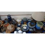A collection of studio pottery including a Nancy Smillie table lamp Condition Report:No condition