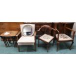 A mixed lot to include Parker knoll armchair, Edwardian corner chair, tapestry upholstered