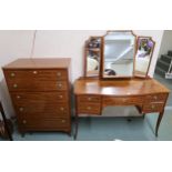 A 20th century four piece bedroom suite consisting large two door wardrobe, 173cm high x 122cm