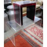 A mid 20th century acrylic coffee table and three smaller acrylic tables of differing colours and