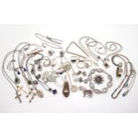 A silver Shetland Silver Pony brooch, a boulder opal pendant, a pair of jigsaw puzzle cufflinks