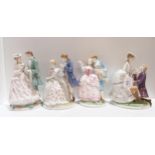 Four Royal Worcester limited edition figures including The Flirtation, The Proposal, The Tryst