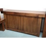 A contemporary sideboard with three short drawers over three cabinet doors, 80cm high x 156cm wide x