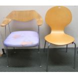 A 20th century Robin Day for Habitat 675 chair, 80cm high and a 20th century laminate "ant" chair,