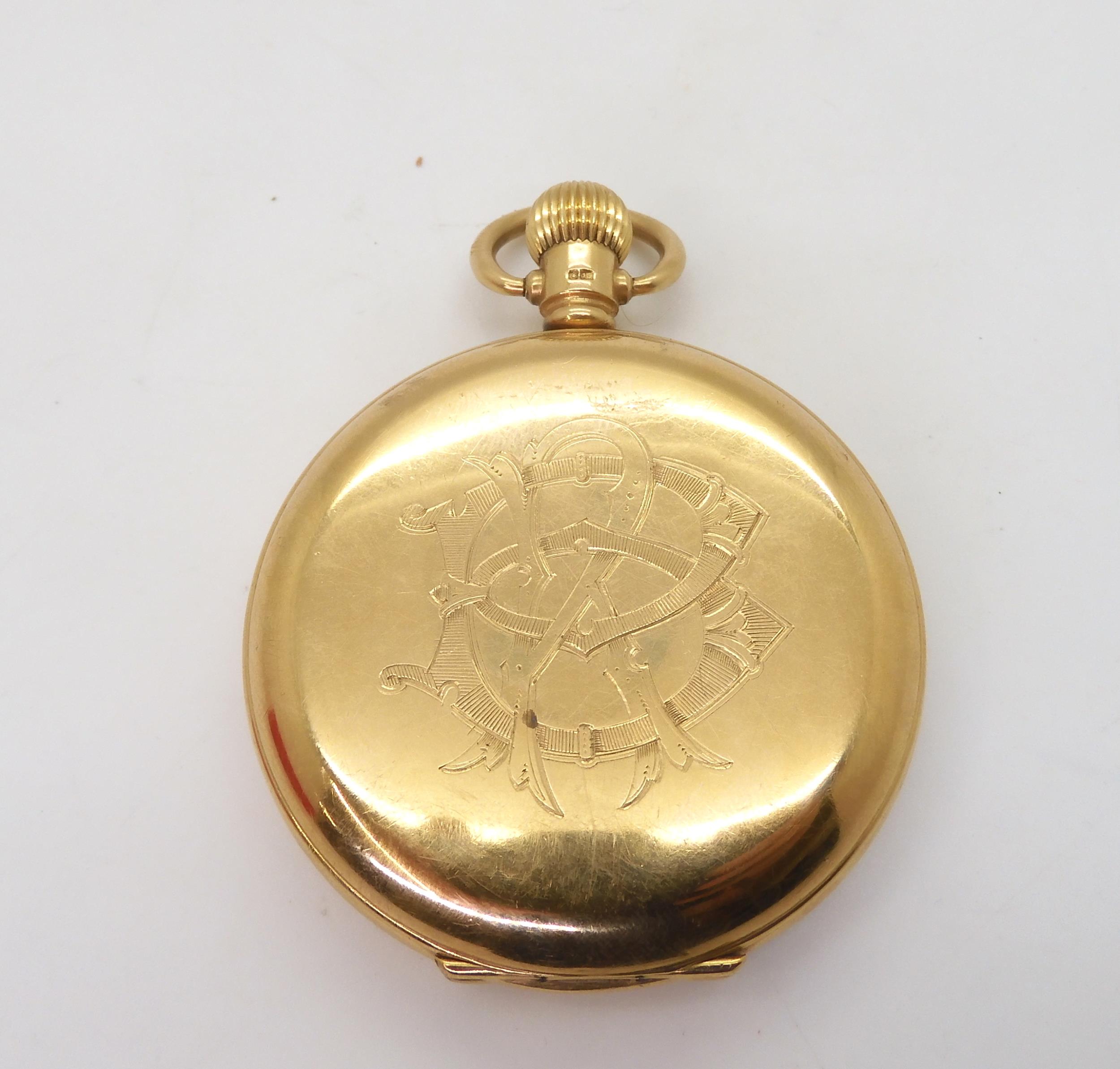 An 18ct gold full hunter pocket watch, diameter 5cm, the inner dust cover inscribed with the date - Image 2 of 5