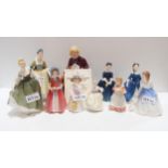 Ten Royal Doulton figures including The Girl Evacuee, Diana, Mother's Helper, Daddy's Girl, Fair