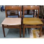 A pair of mid 20th century John Herbert for Younger Ltd dining chairs with mustard vinyl seats on