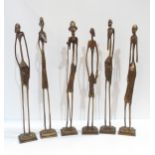 A set of six African brass figures Condition Report:Available upon request