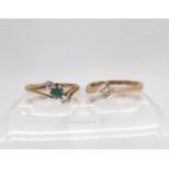 A 9ct gold princess cut diamond ring set with estimated approx 0.25cts, finger size P1/2, and a