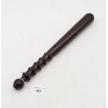 A hardwood police truncheon measuring approx. 40cm in length Condition Report:Available upon