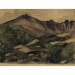 ERNEST ARCHIBALD TAYLOR (SCOTTISH 1874-1951) GOATFELL, ISLE OF ARRAN Charcoal and watercolour,