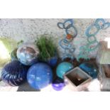 A large mixed lot of assorted blue ceramic planters, garden sculptures etc Condition Report: