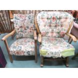 A 20th century beech framed rocking chair and an open armchair (2) Condition Report:Available upon